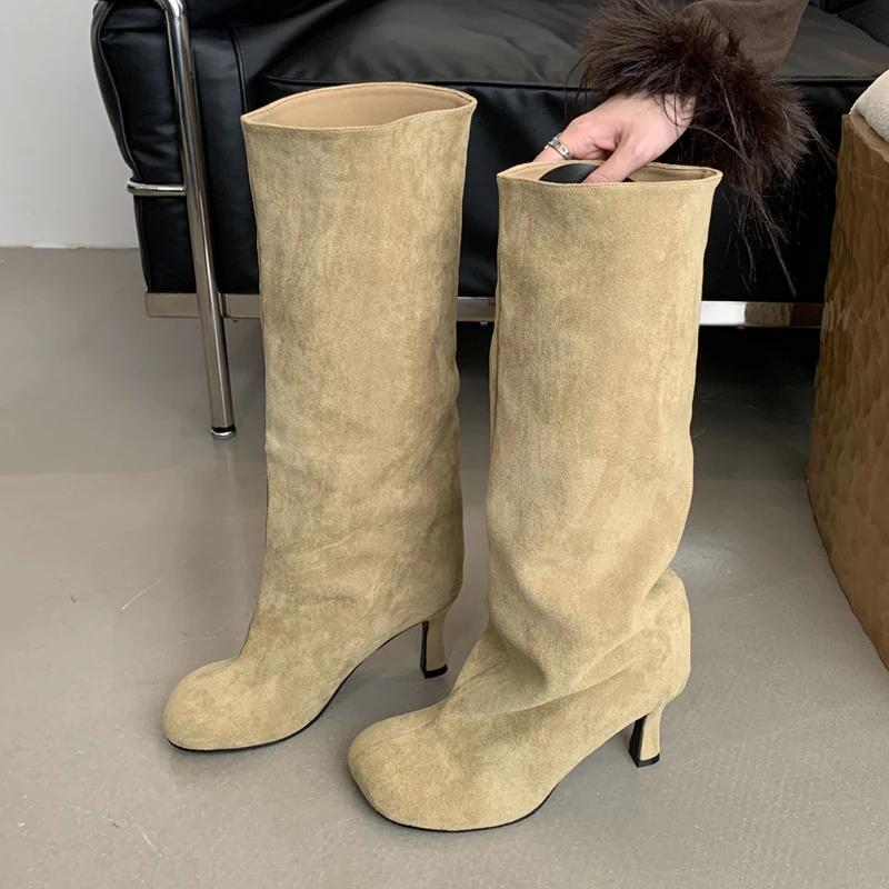 High Knee Heel Boots - Eilyken Winter Street Style Round Toe