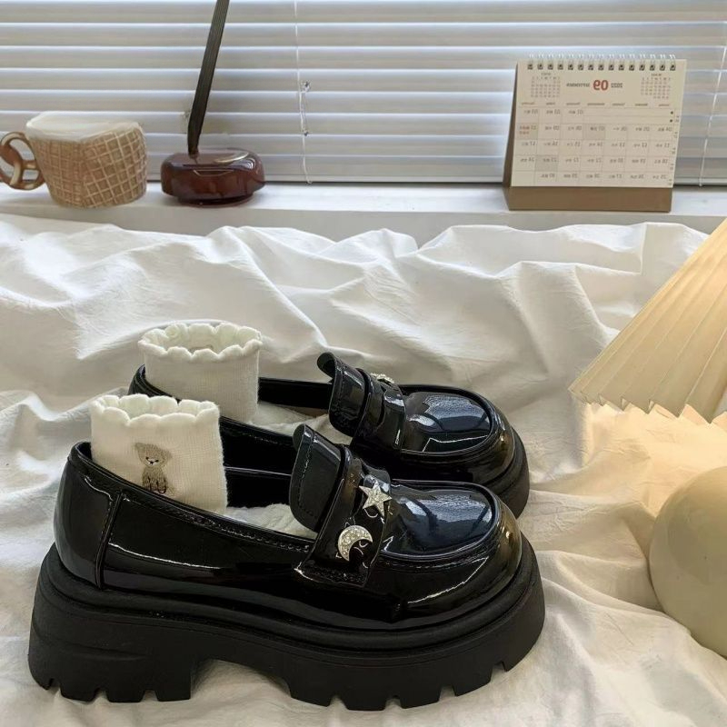 Women Shoes Quick Delivery - Retro Black Spring and Autumn Round
