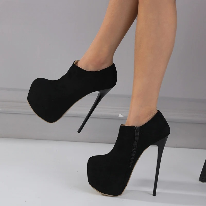 Block Heel Ankle Boots - Aneikeh Spring Fashion Round Toe Ankle