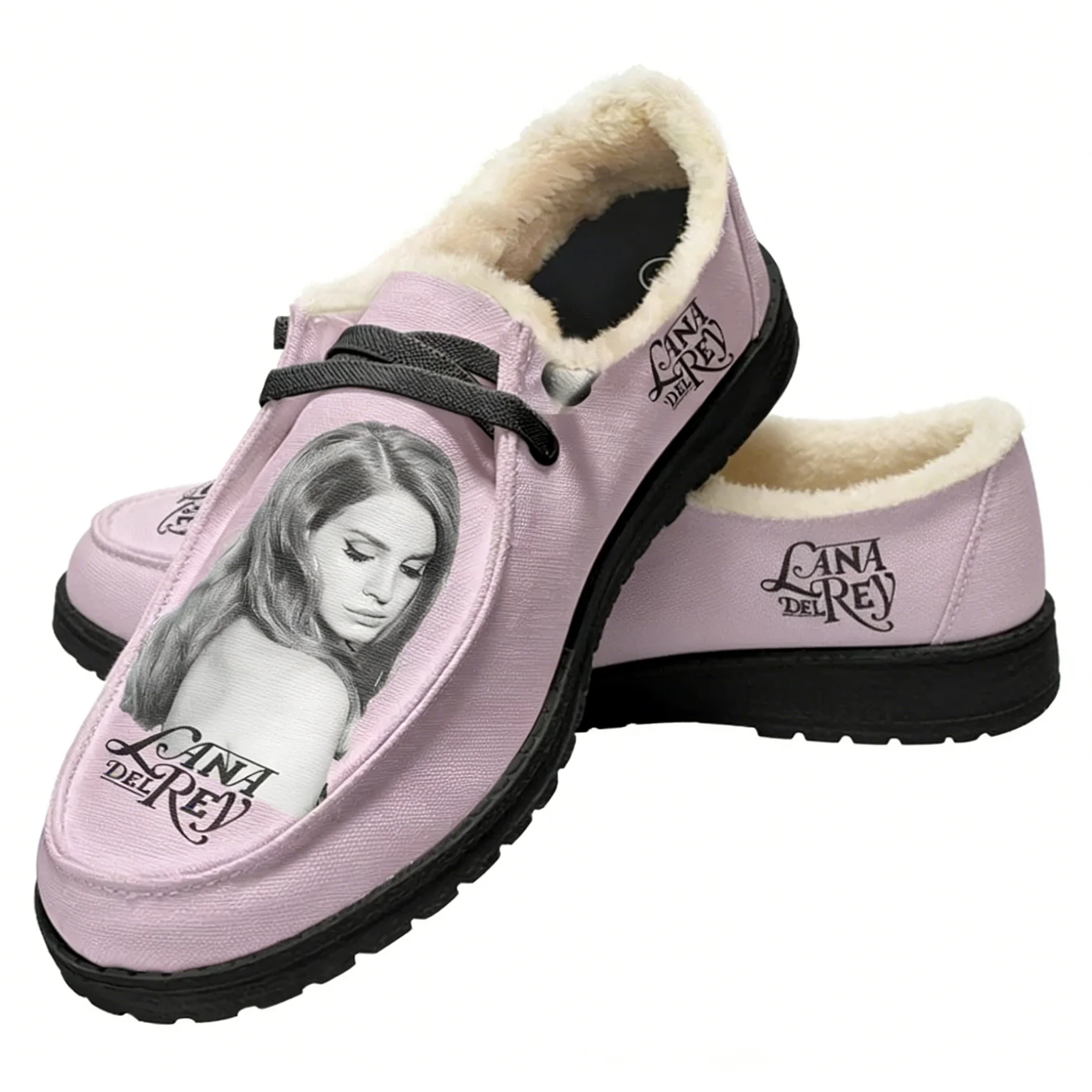 Women'S Shoes Loafers Black - Lana Del Rey Singer Plush Loafers