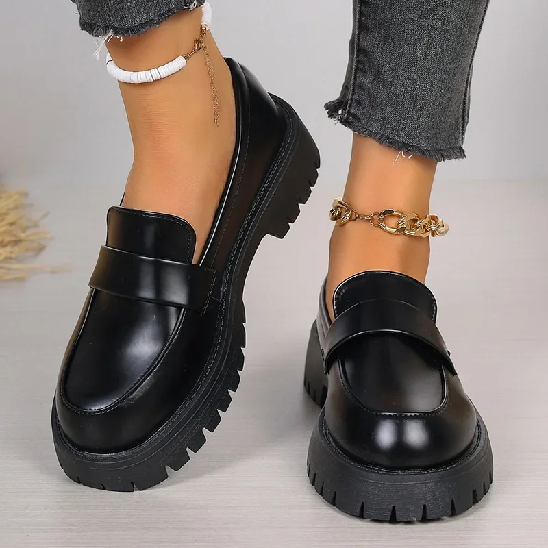 Women'S Shoes Loafers Black - Plus Size 35-43 Black Pu Leather