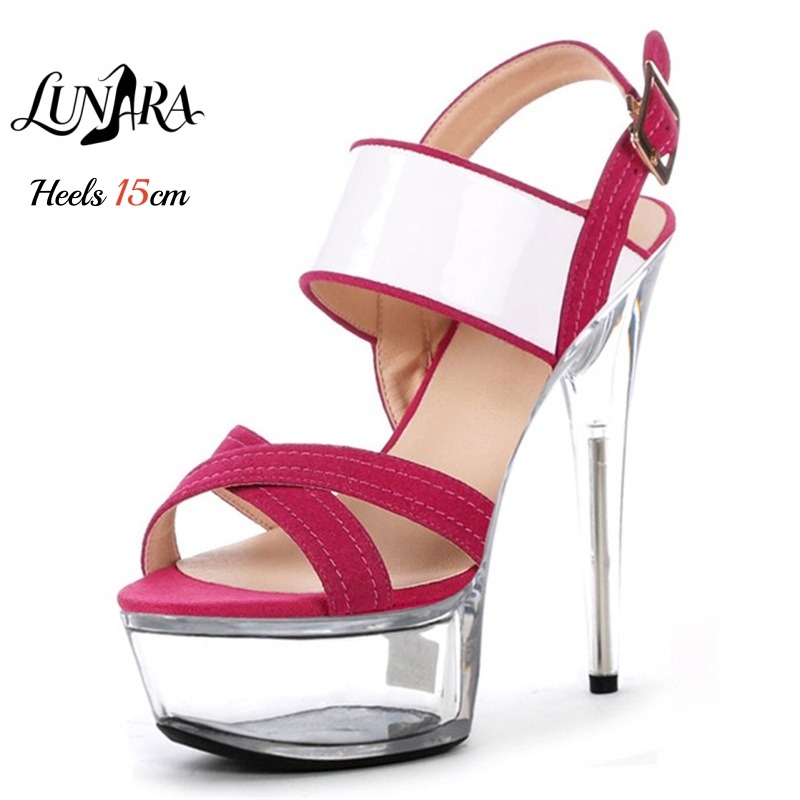 Jelly Sandal Women - 15cm/6Inch Clear Platform Stiletto Sandals Pink