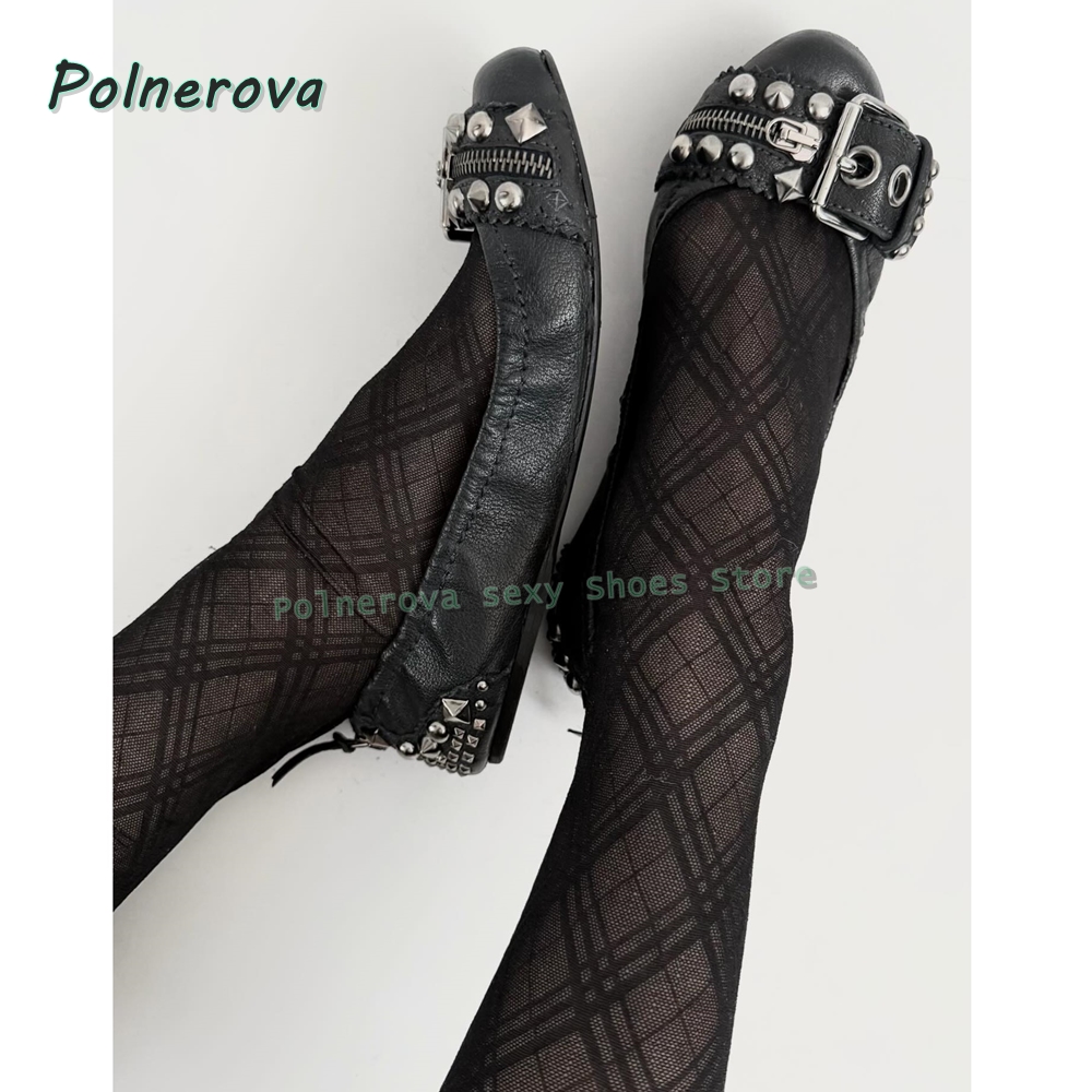 Women Shoes Casual - Rivet Belt Buckle Mary Jane Shoes