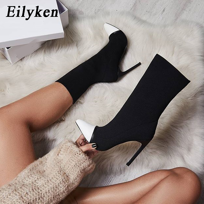 Block Heel Ankle Boots - Eilyken 2023 Mới Vải Co Giãn