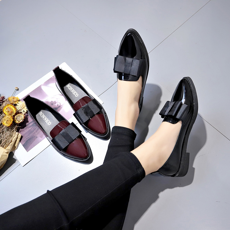 Black/ Wine Red Patent Leather - đánh giá và giá Women'S Shoes Loafers Black