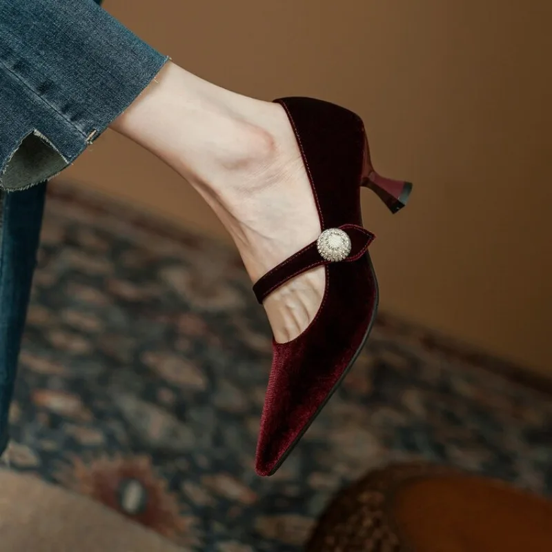 Wine Red Pointed Toe Mary Jane - đánh giá và giá Women Shoes With Heels