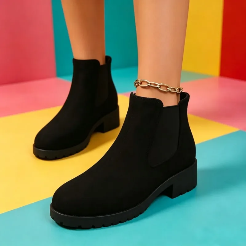 Women Round Toe Chelsea Boots  - đánh giá và giá Block Heel Ankle Boots