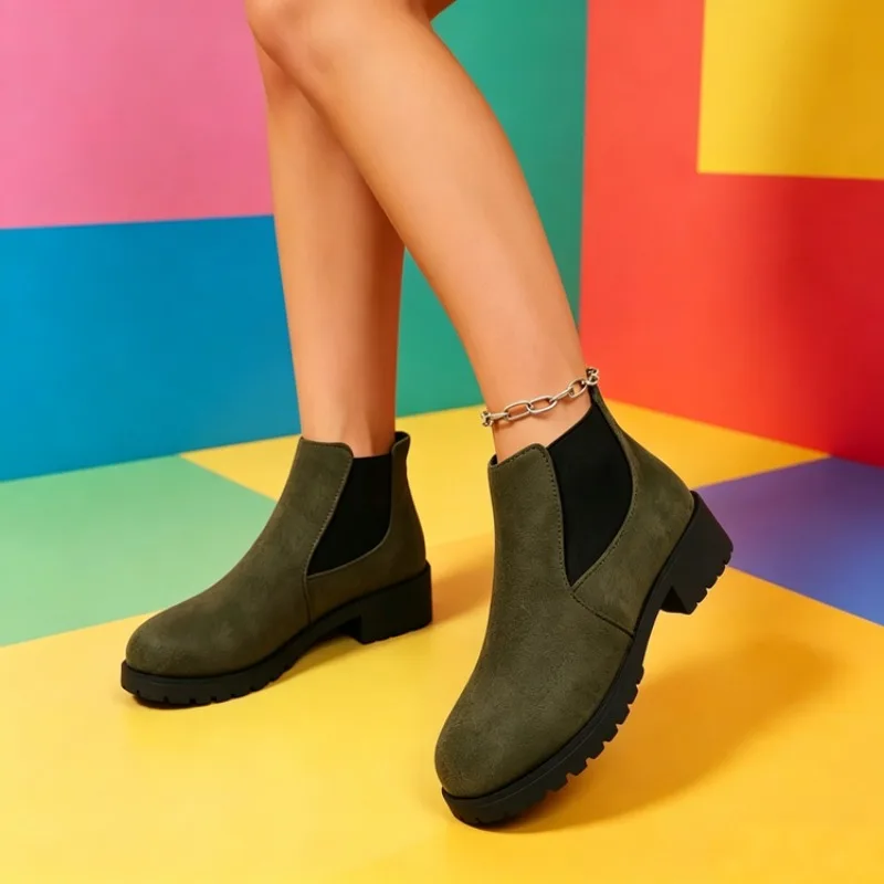 Women Round Toe Chelsea Boots  - đánh giá và giá Block Heel Ankle Boots