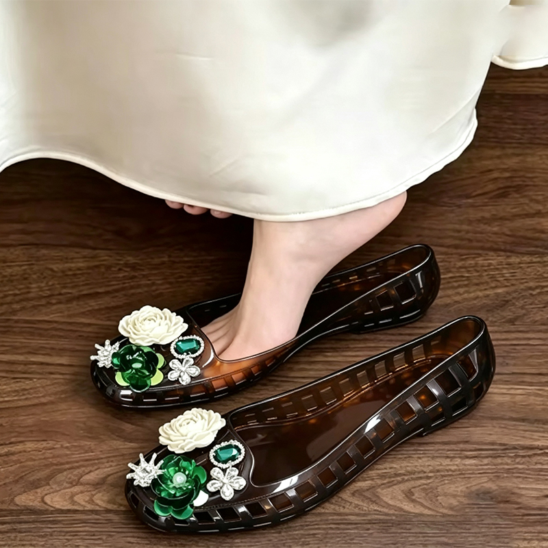 Luxury Big Rhinestone Flower S - đánh giá và giá Jelly Sandal Women