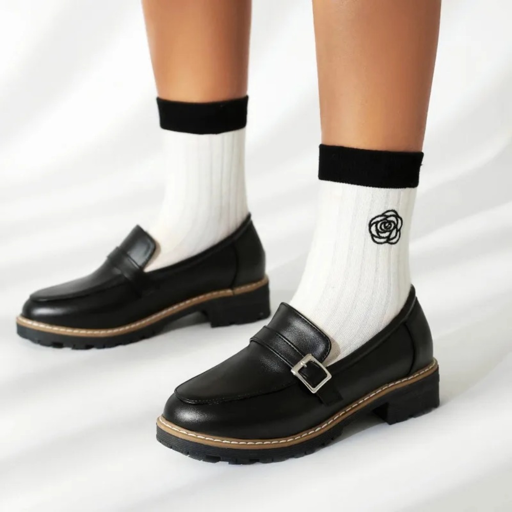 Women Black Leather Square Buc - đánh giá và giá Women'S Shoes Loafers Black
