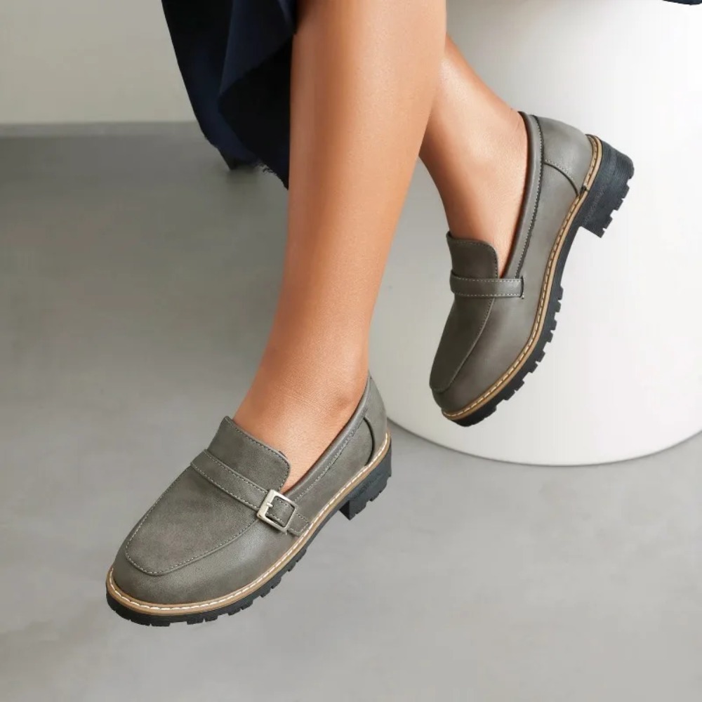 Women Black Leather Square Buc - đánh giá và giá Women'S Shoes Loafers Black