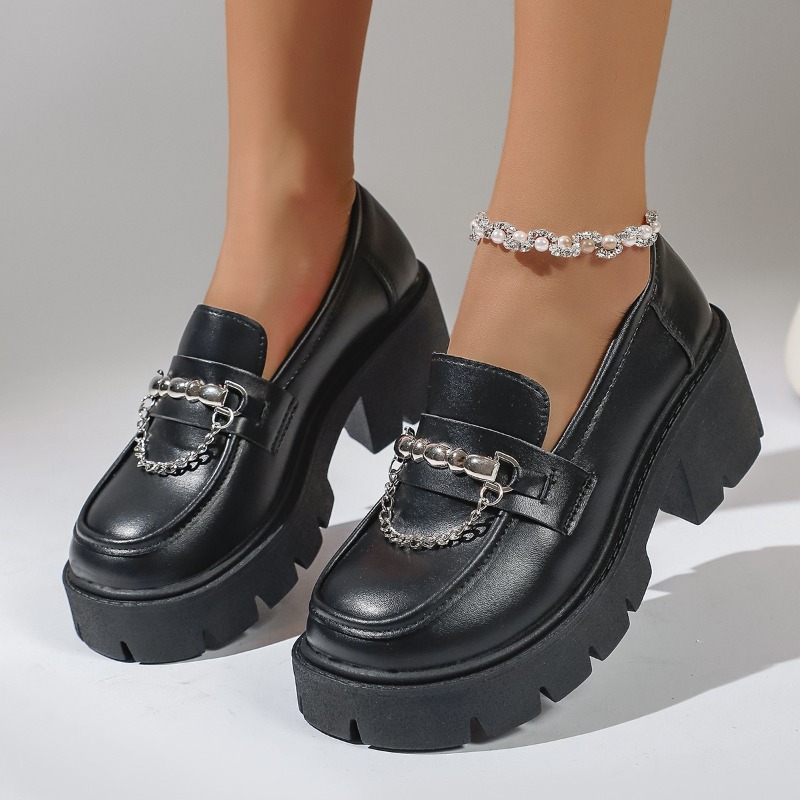2026 Fashion Metal Chain Platf - đánh giá và giá Women'S Shoes Loafers Black