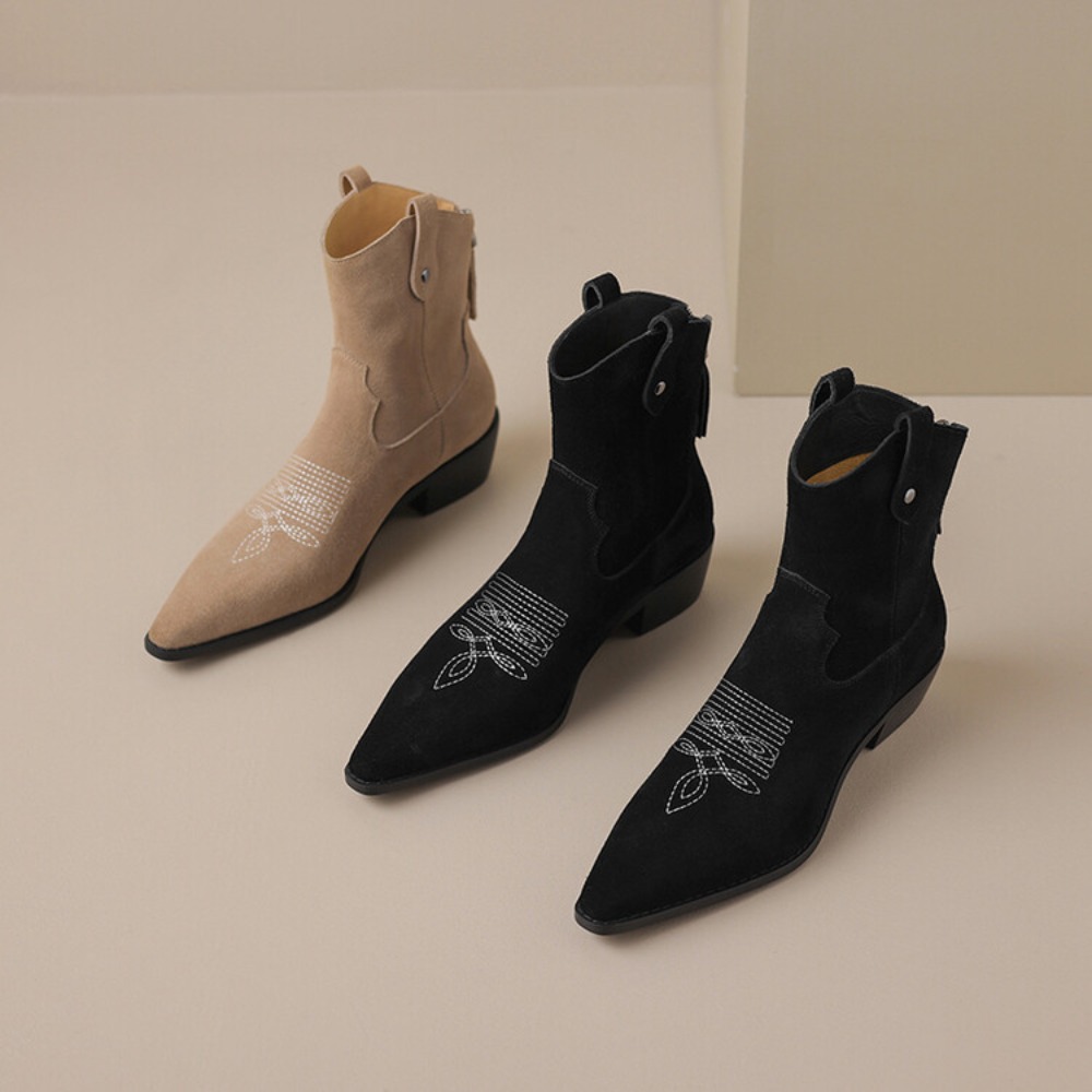 Women Genuine Suede Leather We - đánh giá và giá Block Heel Ankle Boots