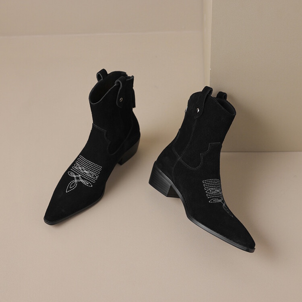 Women Genuine Suede Leather We - đánh giá và giá Block Heel Ankle Boots
