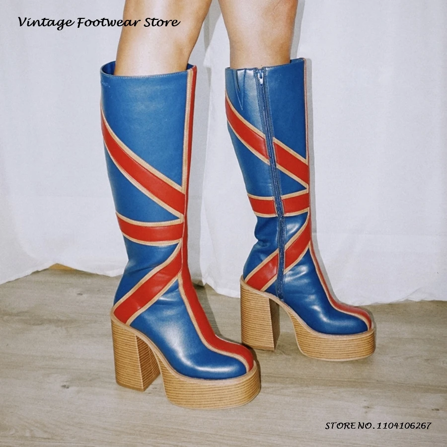 Patchwork Leather Platfrom Kne - đánh giá và giá High Knee Heel Boots