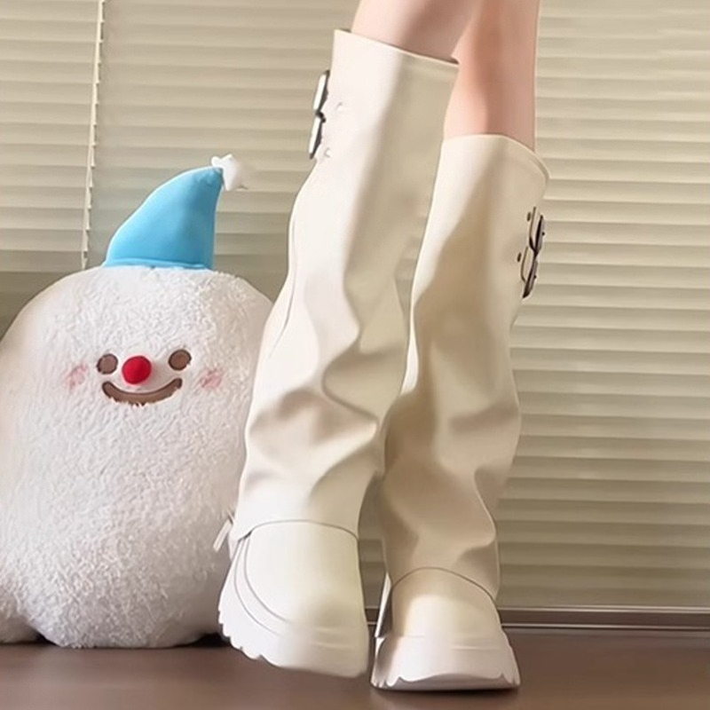 Punk Style Splicing Thick Bott - đánh giá và giá High Knee Heel Boots