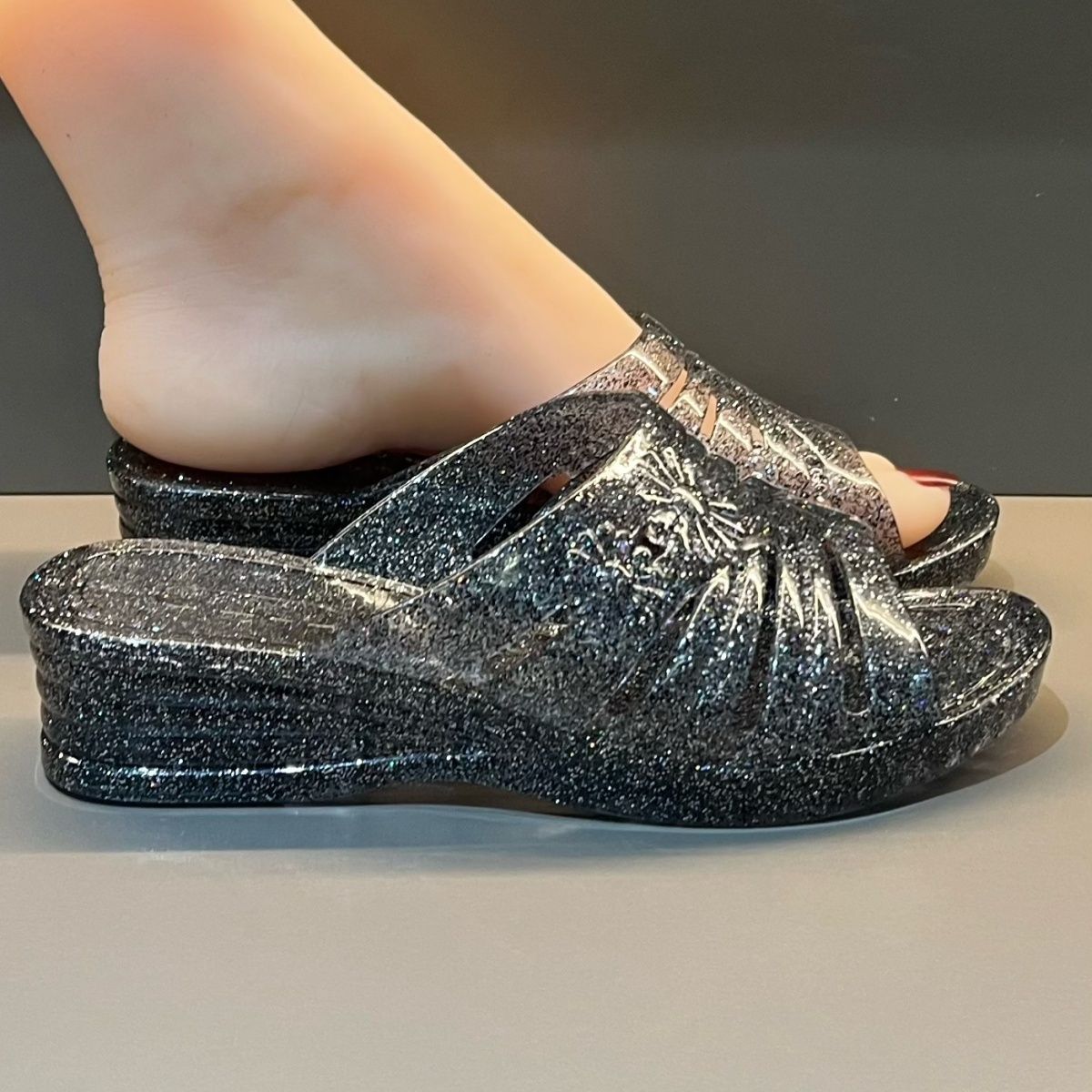 WFashion Purple Glitter Jelly  - đánh giá và giá Jelly Sandal Women