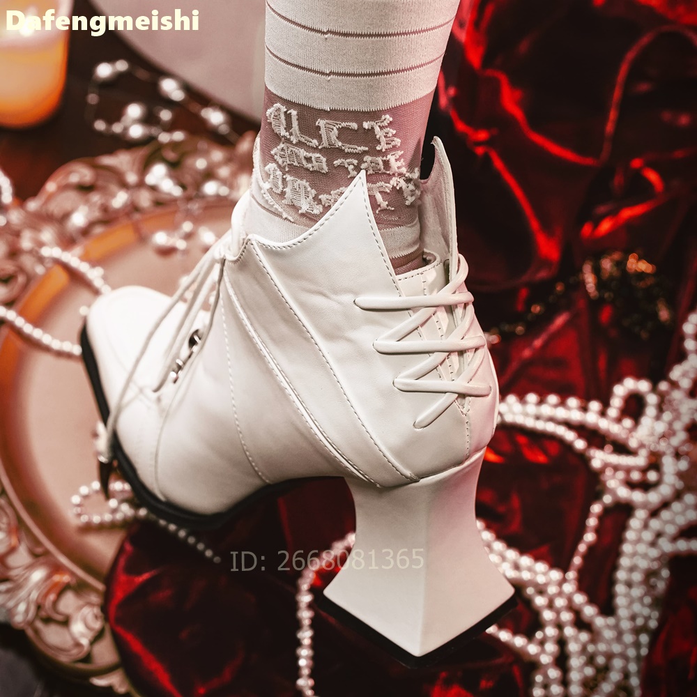 White Leather Square Toe Ankle - đánh giá và giá Block Heel Ankle Boots