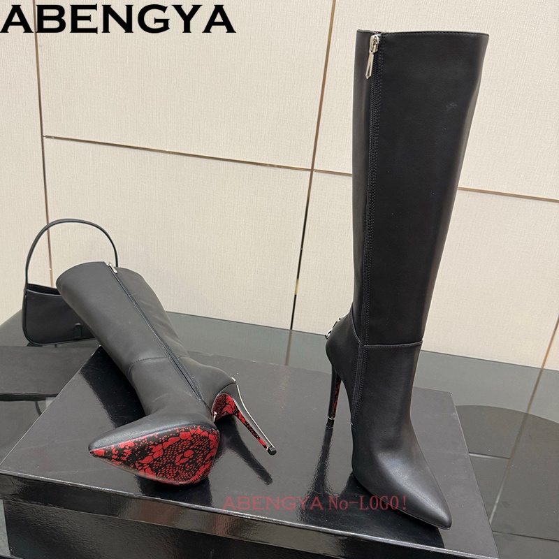 Sexy Black Leather Knee High B - đánh giá và giá High Knee Heel Boots